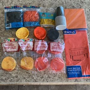 Construction Party supplies orange yellow black